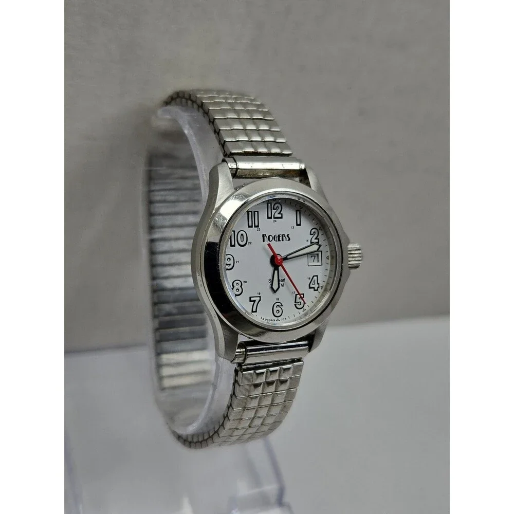 Rogers Seapearl Womens Swiss Quartz 20 ATM White Dial Date Watch New Battery